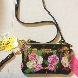 Betsey Johnson floral crossbody/ wristlet, mini charger inside
